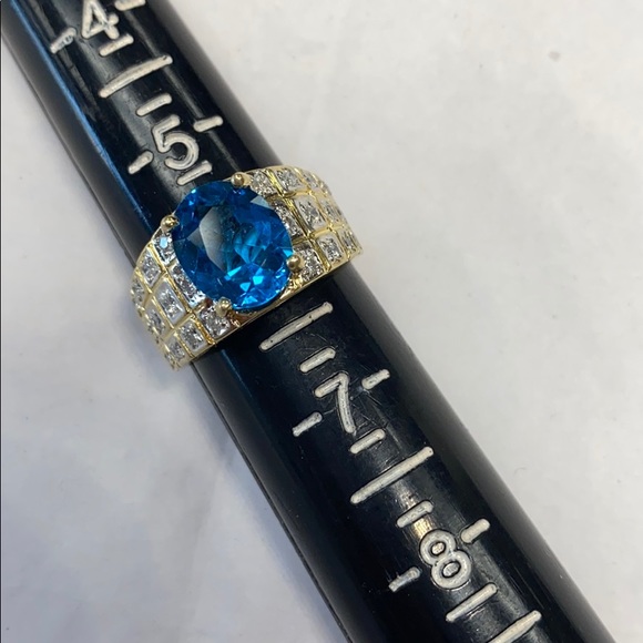 14K blue Lopez & Diamonds Ring - Picture 6 of 8